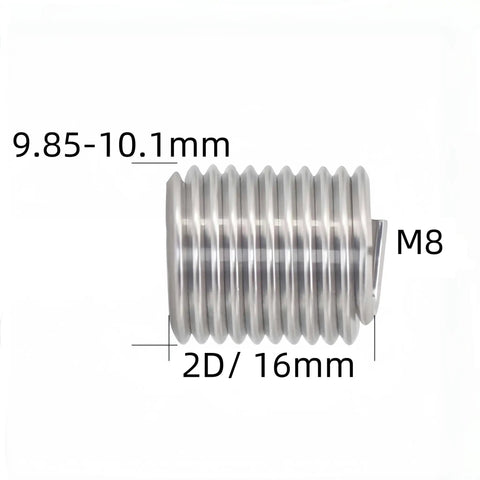 M8 Metric Thread Inserts Built Different 304 Stainless Steel Helicoil Wire Screw for 9.85-10.1mm size, 2D length 16mm.