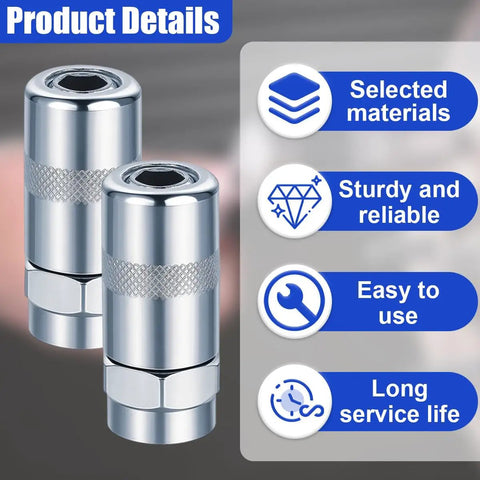 Close-up of Six Pack Metal Grease Gun Nozzle Tips 1/8 NPT Couplers Replacement For M18 Two Speed And M12 Cordless Guns