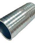 2-inch stainless steel straight hose barb fitting with ribbed exterior