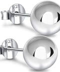 925 Sterling Silver 18K Gold Plated Ball Stud Earrings Unisex For Women And Men White 14mm Diameter With Easy Friction Back Post Jewelry Hypoallergenic Comfort Fit Earrings Perfect For Everyday Wear Gift Ready, 14mm silver ball studs with friction backs
