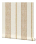 Level Up Your Space With Cream Modern Gold Matte Linen Wallpaper Game Changer PVC Free Durable Wall Covering Pro Grade Paste To Paper Design For Living Areas, showcasing beige wallpaper with gold stripes.