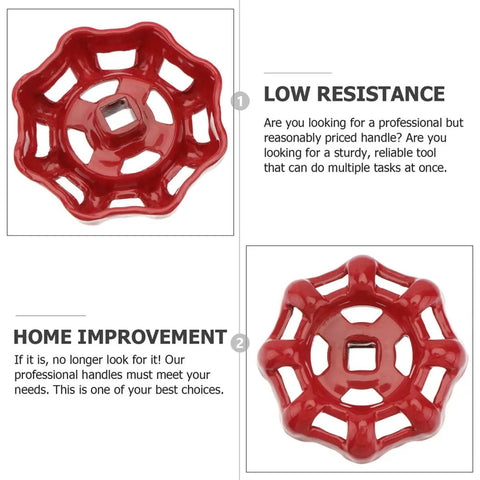 Red 7x7mm Gate Valve Shutoff Handles Set For Industrial Valve Control Go To Pro Grade Heavy Duty Metal Ball Hand Wheels
