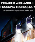 JUDYSSY Solar Street Light Outdoor with solar panels on a house, high brightness for wider illumination.