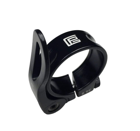 Black anodized Bike Seat Post Clamp Aluminum Alloy Quick Release Collar For 28.6mm, 31.8mm, And 34.9mm, ultra-light design.