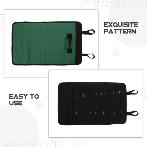Large Capacity Chef Knife Roll Bag With Multiple Pockets And Internal Compartments Rugged Fabric Knife Carry Case, open view