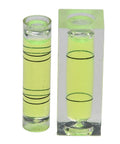 2pcs for mini for spirit Level Set Horizontal Bubble Vial, rectangle and cylinder shapes, plastic bubble levels with green liquid.