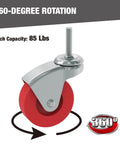 2.5 Inch Stem Caster Wheels Set Of 6 Heavy Duty 360 Degree Swivel Casters For Creepers Carts Stools Cabinets 85 Lbs Each