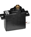 Beat The Clock Analog Servo Coreless Micro Servo Kit Featuring Double Ball Bearing Rock Solid Torque And Lightning Fast Response For Rc Cars Boats Robots And Planes Black viewed from the side with connection wires visible.