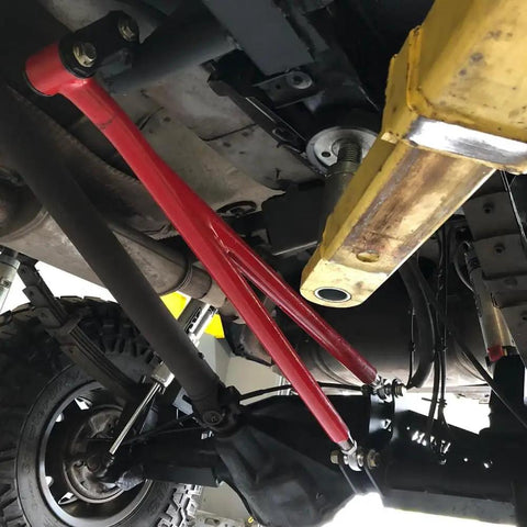 Beefy Half Inch Rod End Heim Joint Kit With Chromoly Joints For Panhard And Suspension Includes Left And Right Hand Thread Jam Nut Bung 1 Pair Fits 1 Inch Tube 0.065 Inch Wall installed on suspension linkage