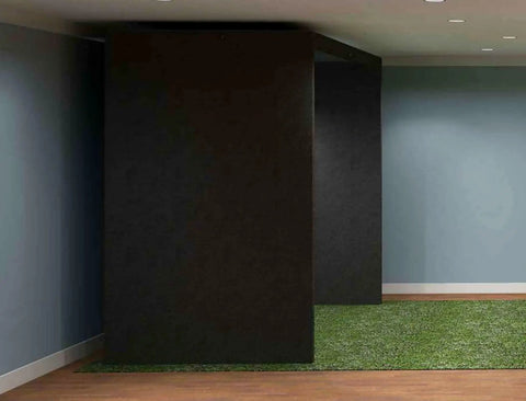 Indoor Golf Simulator And Enclosure Package With Launch Monitor For Home Practice and Real Course Play black enclosure setup