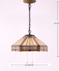 Yellow Hexagon Stained Glass Tiffany Style Pendant Light Fixture With Mission Design Hanging Lamp Wide 16 Inch Height 40 Inch Bronze Chain Hardwired With Pull Chain S011 Series