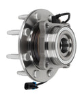 4X4 Front Wheel Bearing And Hub Assembly For Chevy Avalanche Suburban Silverado 1500 2500 3500 HD And GMC Sierra 1500 2500 3500 HD Yukon XL 2500 Hummer H2 8 Lug With ABS 1 Piece Replacement shown from side view