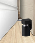 Magnetic Door Stopper And Holder For Secure Doors Under Two And A Half Inches Heavy Duty Stainless Steel Anti Rust in black finish installed