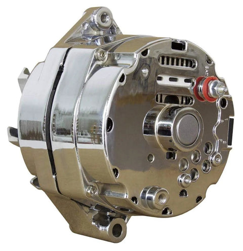 Chrome High Output 200 Amp 14 Volt Three Wire Alternator With One Groove Pulley for Chevy GM Pontiac Olds Cady Holden