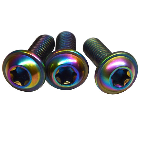 Rainbow Titanium M6x1 20mm Torx Washer Socket Cap Screws Set 10Pcs Nano Coated Multicolor Bolts For Bicycle MTB Frame Head Tube Crank Handlebar