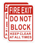 Keep It Clear Fire Exit Sign 10x7 Aluminum Do Not Block Door Weather Resistant Rust Free Easy Mounting 2 Pack High Visibility Red On White For Quick Safety Reminder, front view