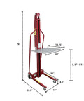 Full Size Manual Hand Winch Work Positioner Lift Truck For Warehouse with steel frame and polyurethane casters, 440 lb capacity.