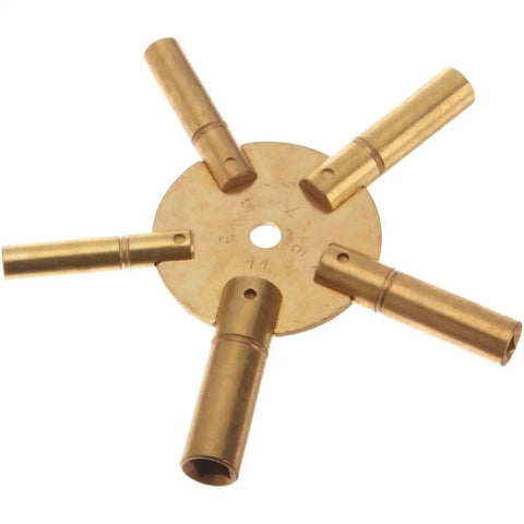 Universal 5 Prong Brass Clock Key Set For Winding Clocks Two Piece Fits Odd And Even Numbers From 3mm To 4.5mm Durable Brass Construction