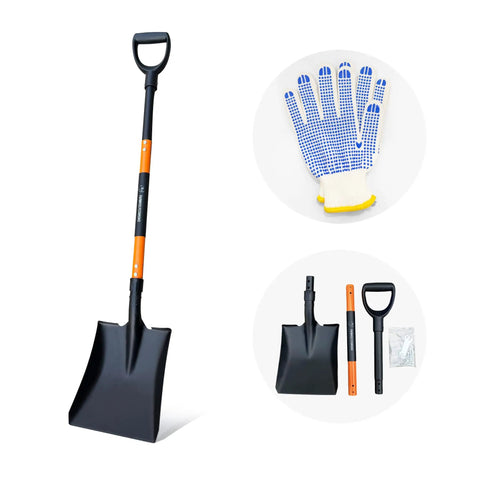 Heavy Duty Steel Flat Shovel With Detachable D Handle And Anti Slip Grip 47 Inch Square Head Shovel