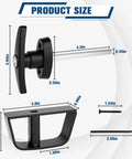 4 And A Half Inch Shed Door Latch Kit With T Handle Lock Built For Locking Up Tight, Carbon Steel Barn Door Hardware With 2 Keys, Perfect For Playhouses, Storage Sheds, Chicken Coops, Campers, RVs And More, showing dimensions and components including T-handle and D-style handle.