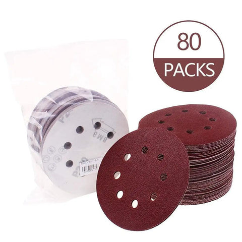 80 Pack 5 Inch Sanding Discs Kit With Pro Grade 8 Hole Sander For Drill Polishing Pad Hook And Loop Plate Grit 60 800