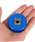 Aluminum U Groove Pulley Wheel With Heavy Duty Silent Roller And Double Bearings For Fitness Equipment And Home Gym Cable Systems For Durable Gym Pulley Wheel To Improve Smooth Quiet Workouts, blue in hand