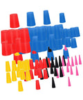 Top Tier Silicon Tapered Plug Kit For Pro Painting And Media Blasting Heat Resistant Stoppers 1/16 To 5/8 Inch Assortment Stops Gaps Perfectly With Durable Stopper Set That Lasts. Assorted silicone tapered plugs in red, blue, yellow, black and pink