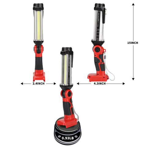 2000LM LED Work Light for Craftsman 20V battery compatible, showing dimensions and weight, ideal for camping, car repair.