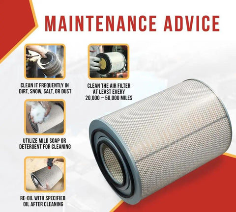 Dust Collector Filter Replacement For Wynn Environmental Grizzly Harbor Freight Jet Vortex HF Dust Collectors And Heavy Duty Trucks 30 Micron Cellulose Black Silver Finish Built To Last, filter maintenance advice displayed.