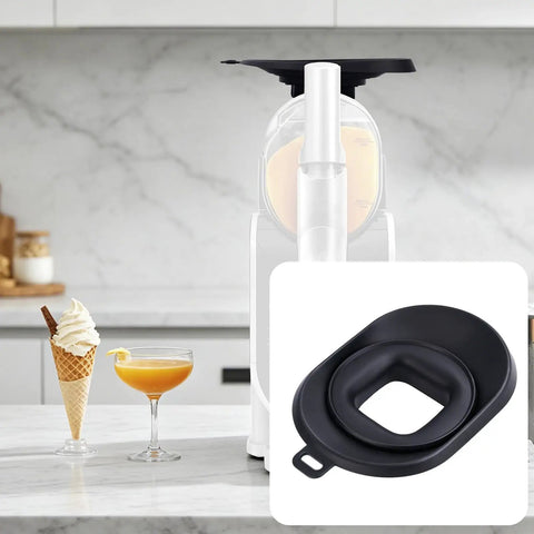 Foldable Anti Splash Flow Hood Silicone Liquid Guide Cover For Slushie Machines Black Kitchen Splash Guard next to ice cream and drink