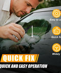 Person using the Ultimate Windshield Repair Kit For Chips And Cracks 2025 Upgrade With Nano Fluid Filler on a cracked windshield.