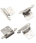Half Inch Inset Satin Nickel Cabinet Hinges Self Closing Semi Concealed With Door Bumpers, 25 Pairs, 50 Pieces Including Screws And Felt Pads