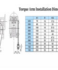 Torque arm installation dimensions diagram for Nmrv Series Worm Gear Reducer With Solid Aluminum Construction.