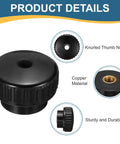 Badass Knurled Thumb Nuts M10 X 50mm Black Clamping Fasteners With Copper Core Lock Hardware for 3D Printers, detailed view.