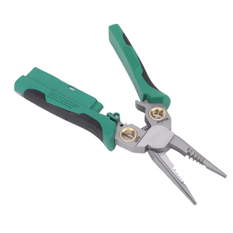 Pro Hardened Wire Strippers And Voltage Tester Electrical Pliers With Razor Blades for Wire Trimming and Crimping, 4mm size.