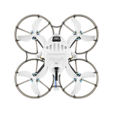 Top view of Meteor75 Pro P1 1S Cinewhoop Drone Dope 1080P P1 Air Unit HD VTX with 1102 22000KV motors and 45mm 3 blade props.