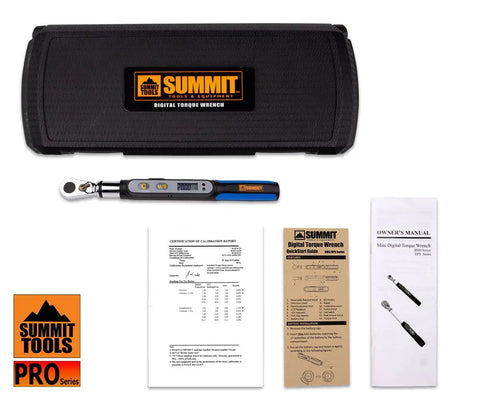 Bit-Head Digital Torque Wrench With Quarter Inch Drive, Peak Torque Readout, tool case, manuals, and warranty