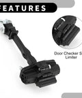 Opel Grandland X Front Left And Right No Nonsense Door Check Strap with Multi Level Opening Limiter shown in black metal