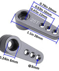 Two Pack 25T Aluminum Servo Horns With M3 Thread For 1 10 And 1 8 Scale RC Crawlers, CNC 6061 aluminum, 12mm 16mm 20mm mount holes