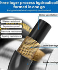 Cross-section of 50 Ft Pressure Washer Hose With 3 By 8 Inch Quick Connect, showing kink-resistant braided wire and rubber layers