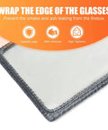 Protalwell self-adhesive stove glass gasket tape, 1 in x 72 in, gray braided edge on flat stove door glass (angled view)