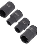 Pro Grade Brake Caliper Socket Set 4 Piece Kit 1/2 Inch Drive 11.5mm 10Pt 14mm 7Pt 20mm 10Pt 22mm 7Pt Tools