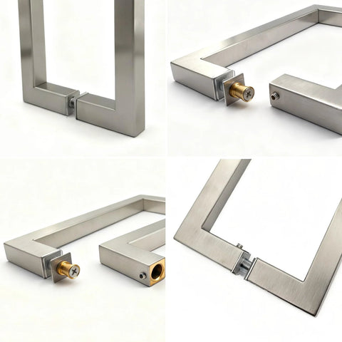 8 Inch Brushed Nickel Square Shower Door Handle Back To Back Replacement For Frameless Glass Doors 304 Stainless Steel Pull Hardware