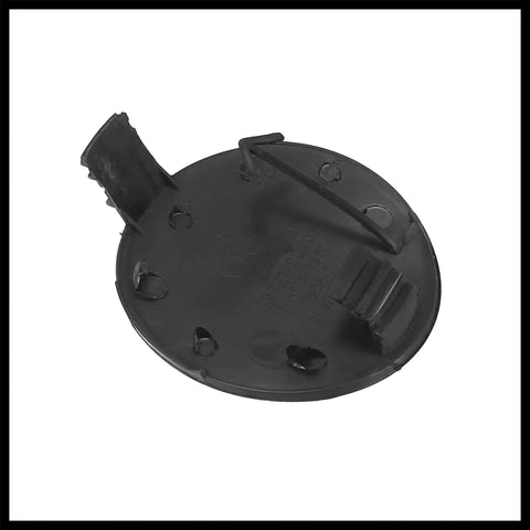 Underside view of Black Front Right Bumper Tow Hook Towing Eye Cover Cap Replacement 52127-52909 for Toyota Yaris 2006-2008