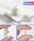 Self Adhesive T Shape Draft Stopper Tape Kills The Draft Seal Window And Door Gaps Block Noise No Sweat Weather Stripping Insulation Roll For Easy Install And Cozy Vibes White 118 Inches Long close-up of elastic tape with textured surface