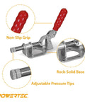 4 Pack Toggle Clamp Set With Quick Release 302F, 300 Lbs Holding Capacity, featuring red grip and adjustable M8 screws