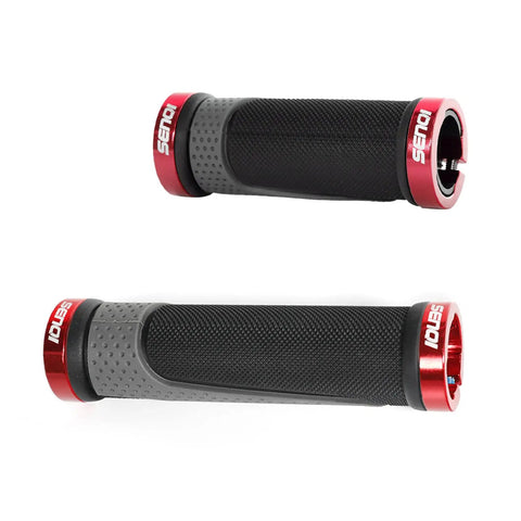 Lightweight Aluminum Bike Grips With 130mm And 90mm Lengths Fit 22.2mm Handlebars Anti Slip TPR Rubber Ergonomic Grip For Mountain BMX And Multispeed Bikes Red