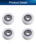 Heavy Duty White Nylon Bearing Pulley Flat Wheel Loaded With Dependable 608Z Ball Bearings For Hella Smooth Gliding On Sliding Doors Closet Hardware And DIY Shop Fixes An Absolute Legend Pack Of Four image showing four white nylon roller wheels.