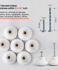 Ten Piece White Round Ceramic Drawer Knobs And Cabinet Pulls For A Quick Furniture Glow Up Featuring A Legit Glossy Grip And Super Chill Vibe To Make Your Cupboards Look Snazzy And Fresh, showing detail and size specifications.