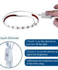 Top Shelf Quality 12 Inch Led Light Strip For Sewing Machines With Slick Touch Dimmer, showing touch dimmer in use.
